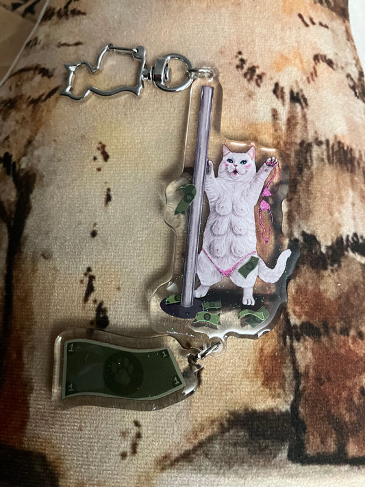 Plastic titty kitty keychain